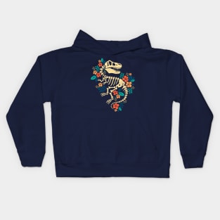 flowered dinosaur fossil Kids Hoodie